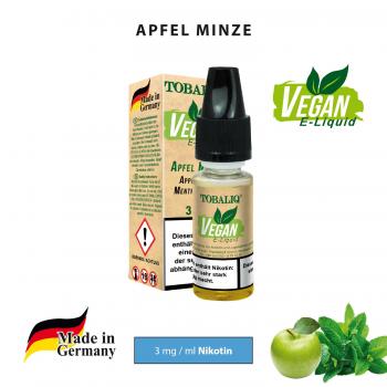 VEGAN E-Liquid  Apfel Minze 3mg Nikotin Tobaliq 10ml 100% NATUR ab 15st. im 15er