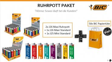 BIC PAKET 250tlg 100x Maxi J26 RUHRPOTT SPRÜCHE + 50x Bic Maxi J26 Neutral + 50x