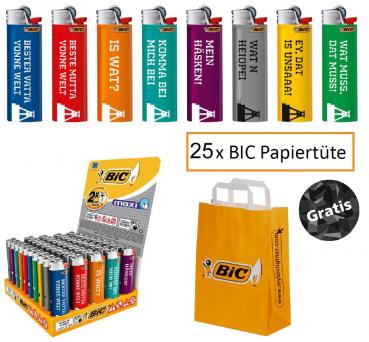 BIC Maxi Fzg. 100x Maxi J26 RUHRPOTT SPRÜCHE +  GRATIS 25x Gratis BIC Papiertüte