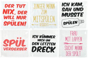 Mikrofaser Universaltuch 40x40cm "Sprüche" 6 Designs Headerkarte