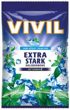 Vivil Extra Stark Pfefferminz geschmack Hustenbonbons ohne Zucker 88g Beutel