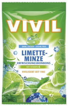 Vivil Limette Minze geschmack Hustenbonbons ohne Zucker 88g Beutel