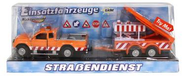 Straßendienst-Fahrzeug mit Anhänger, mit Licht und Rückzugmotor