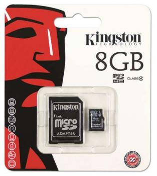 Micro SD Speicherkarte 8GB Kingston HC1 Class 10+Adapter Blisterkarte