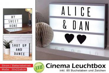 Lightbox LED inkls.85 Buchstaben&Symbolen Schwarzer Rahmen, Kunststoff An/Aus Sc