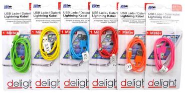 Lade-/Datenkabel Lightning Bunt 6-farben für Iphone 5/6/7 ipod ipad 100cm auf BK