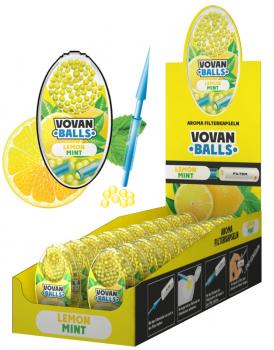 LEMON MINT Aromakapseln Vovan Packung mit 100 Kapseln für Zigaretten, Zigarillos